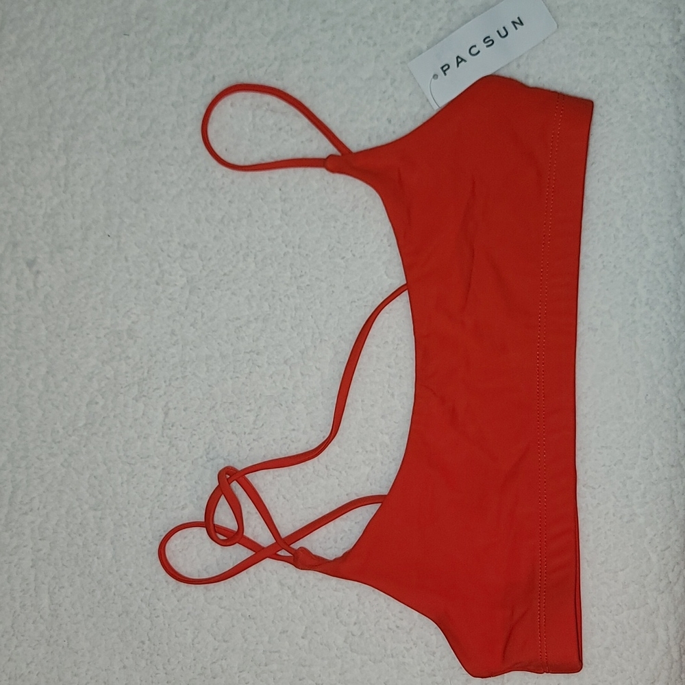 PacSun La Hearts red 3 strap bikini top- NWT